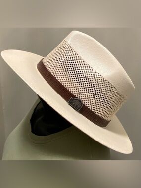 Men's Cream Tan Brown Fedora Hat Size Medium